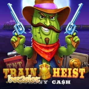 Tampilan visual mesin slot Train Heist Johnny Cash dengan elemen Wild West yang kental.